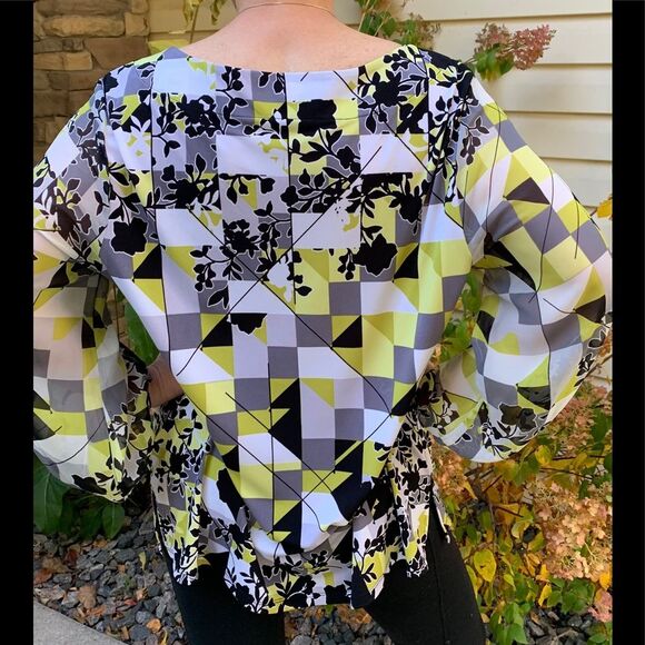 JM Collection, colorful long sleeved blouse, decorated with rhinestones,XL - Picture 7 of 10